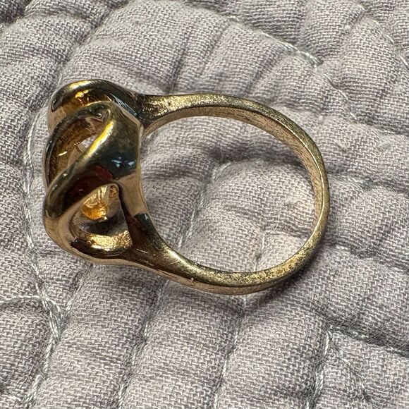 Vintage 18K HGE Gold Swirl Statement Ring | Modernist Abstract Design | Size 7 - Picture 3 of 6